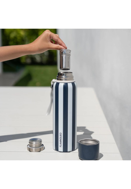 Botella térmica grande con infusor - azul - 800ml
