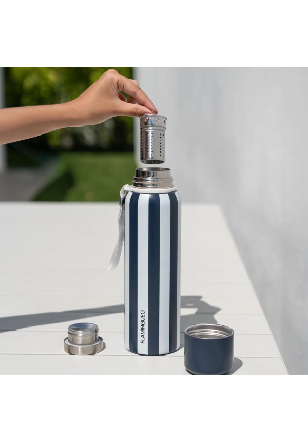 Botella térmica grande con infusor - azul - 800ml