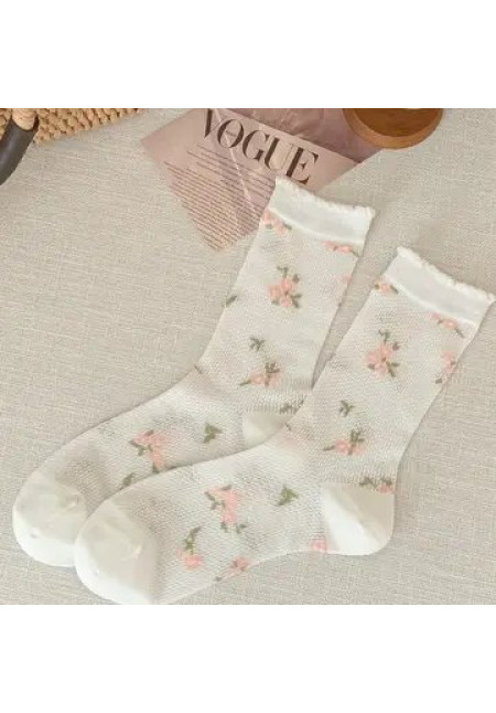 Calcetines finos con flores tejidas Calcetines finos con flores tejidas