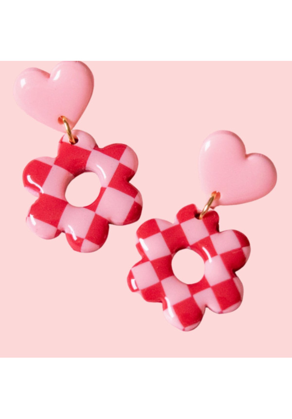 Pendientes flor y corazón Julia Hace Cosas