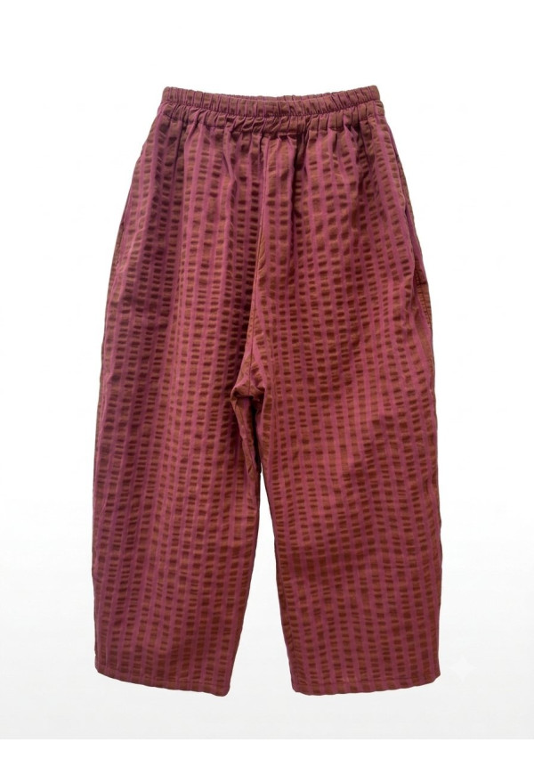 Pantalón Barrel marrón granate rayas