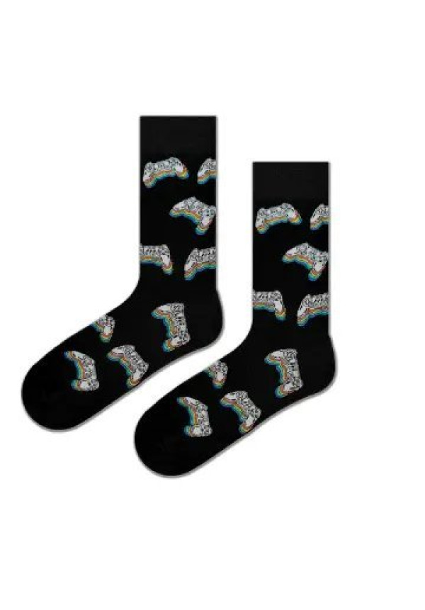 Calcetines Negros con Diseño de Mandos de Videojuegos 