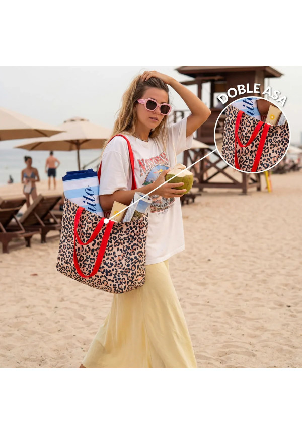 Bolsa playa leopardo