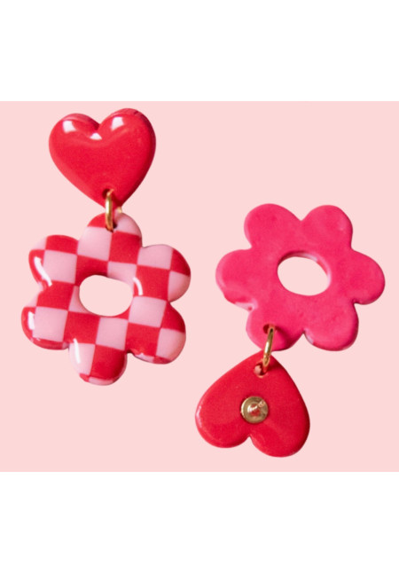 Pendientes flor y corazón Julia Hace Cosas