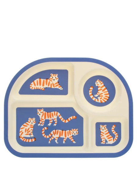 Plato compartimentado de 4 secciones para bebé y niño pequeño - Tigre