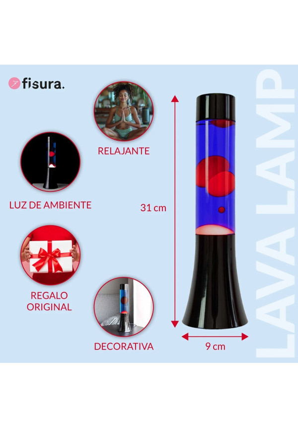 Lámpara de lava roja y azul